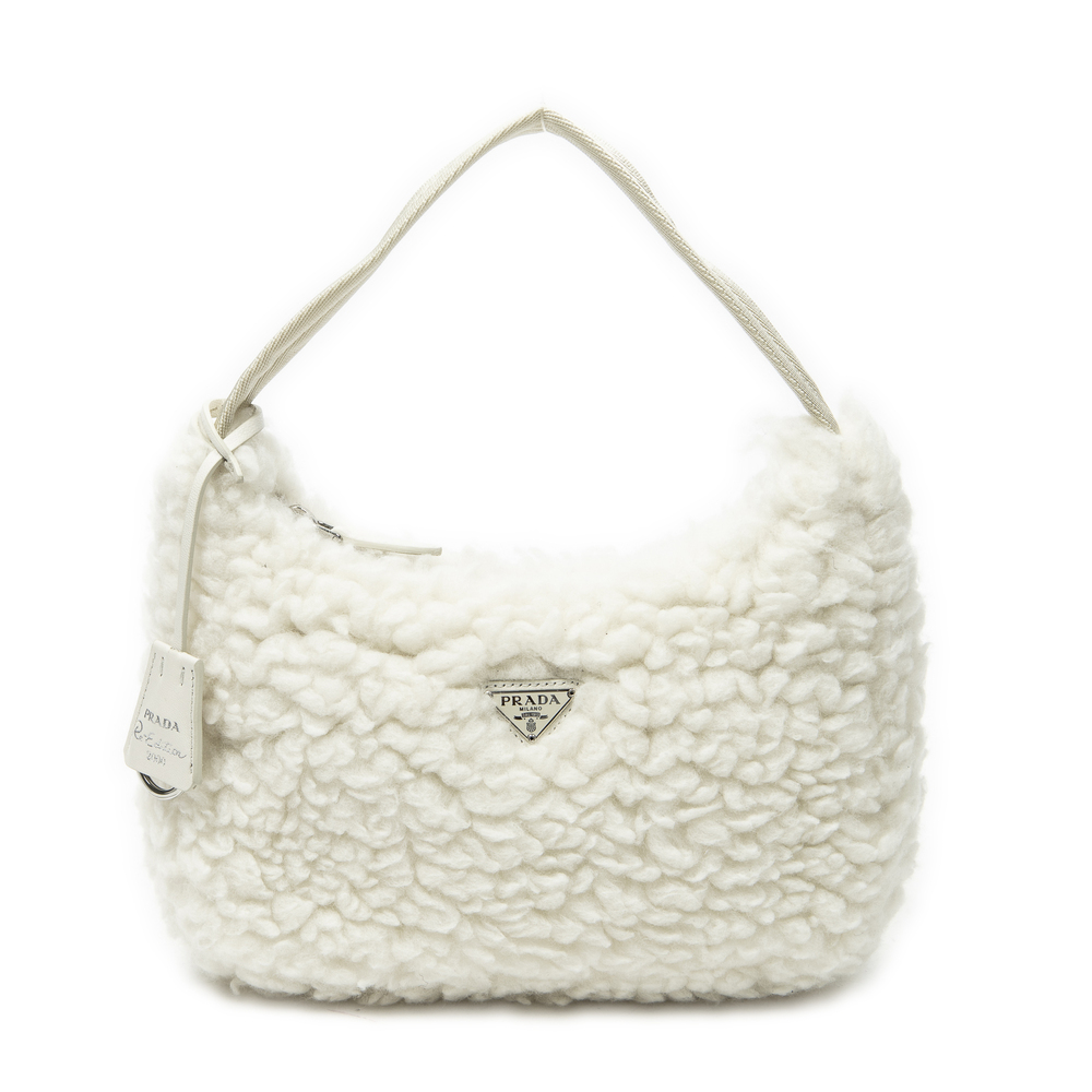 Prada Mini Shearling Zip Hobo